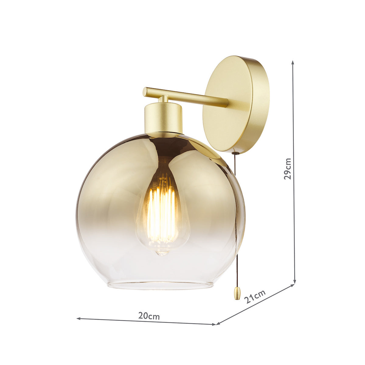 LYCIA 1LT W/LT GOLD MIRROR OMBRE GLASS