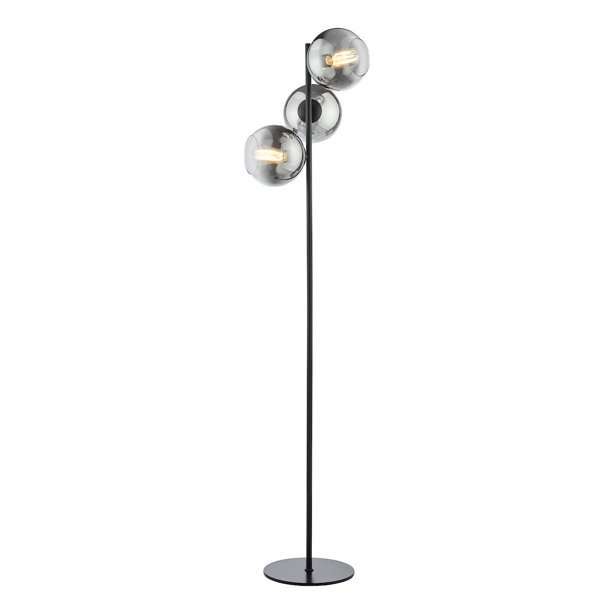 LYCIA 3LT FLOOR LAMP BLACK MIRROR OMBRE GLASS