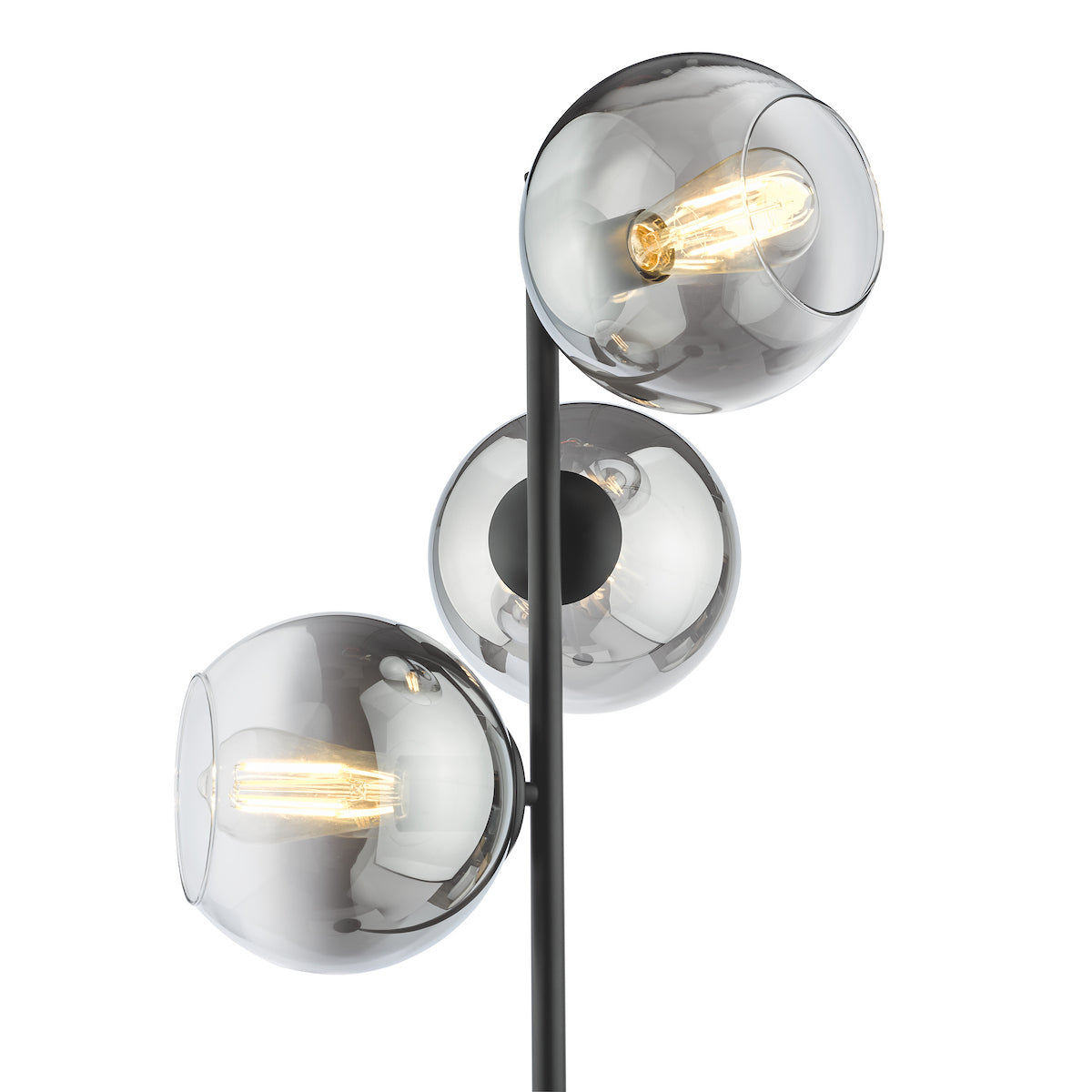 LYCIA 3LT FLOOR LAMP BLACK MIRROR OMBRE GLASS