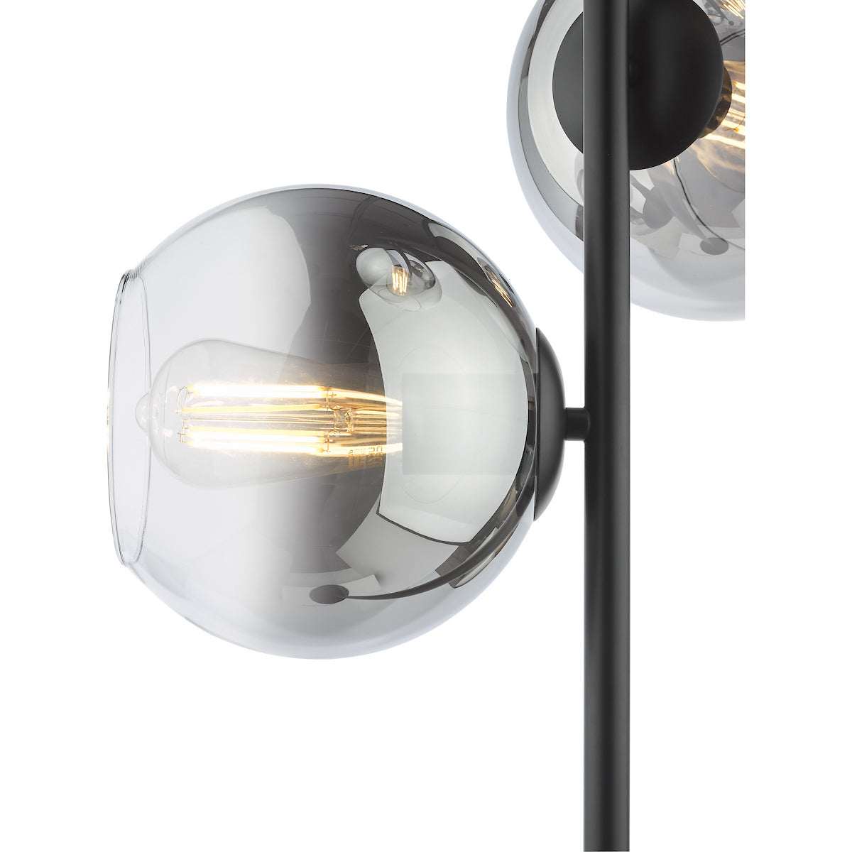 LYCIA 3LT FLOOR LAMP BLACK MIRROR OMBRE GLASS
