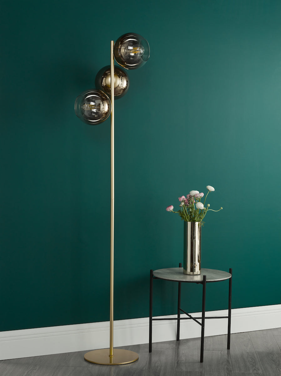 LYCIA 3LT FLOOR LAMP GOLD MIRROR OMBRE GLASS