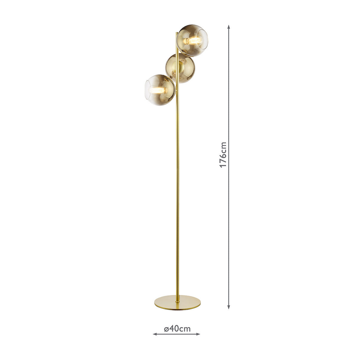 LYCIA 3LT FLOOR LAMP GOLD MIRROR OMBRE GLASS
