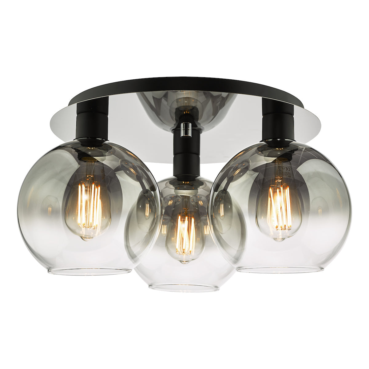 LYCIA 3LT FLUSH MATT BLACK MIRROR OMBRE GLASS