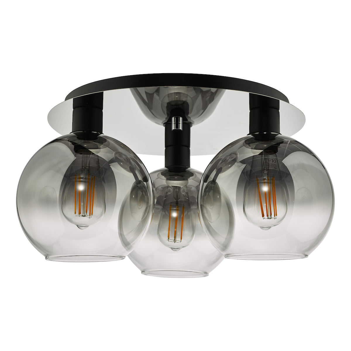 LYCIA 3LT FLUSH MATT BLACK MIRROR OMBRE GLASS