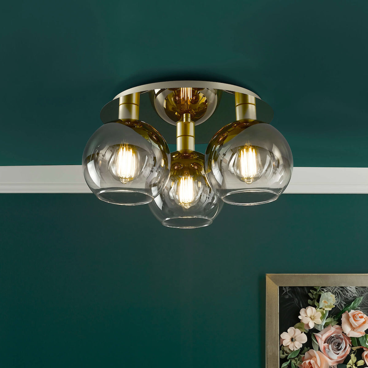 LYCIA 3LT FLUSH GOLD WITH MIRROR OMBRE GLASS