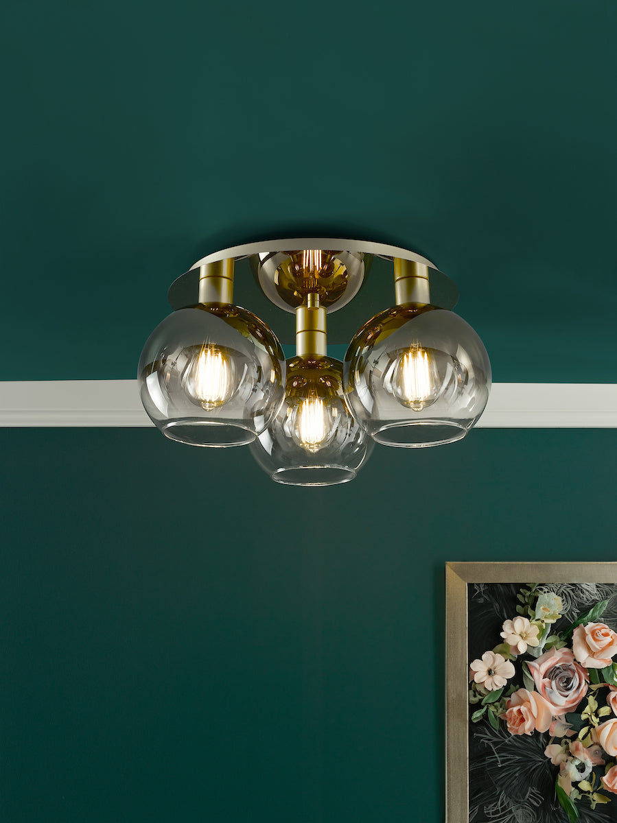 LYCIA 3LT FLUSH GOLD WITH MIRROR OMBRE GLASS