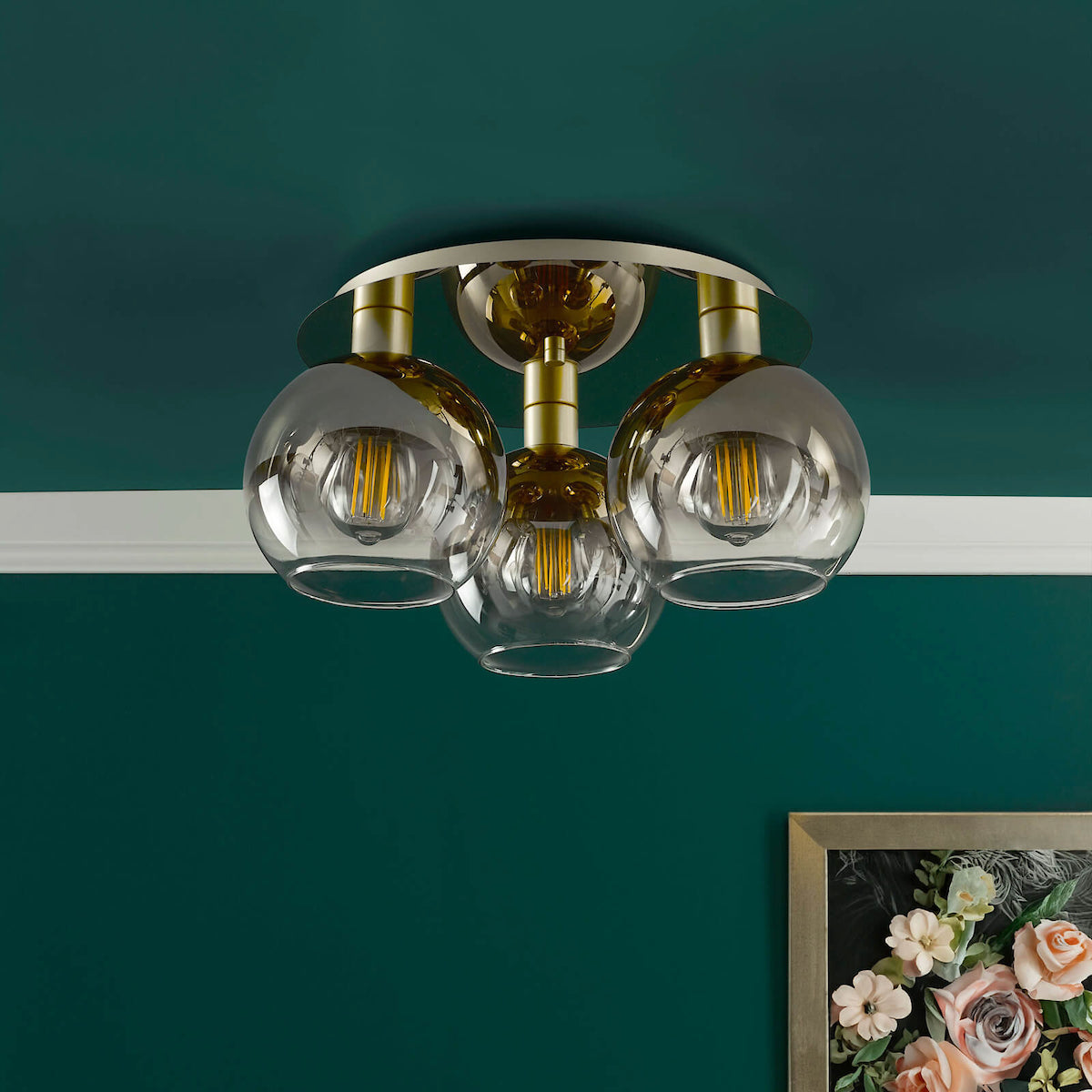 LYCIA 3LT FLUSH GOLD WITH MIRROR OMBRE GLASS