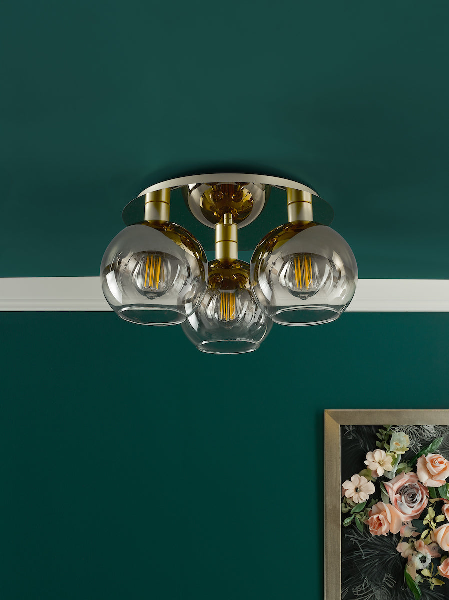 LYCIA 3LT FLUSH GOLD WITH MIRROR OMBRE GLASS
