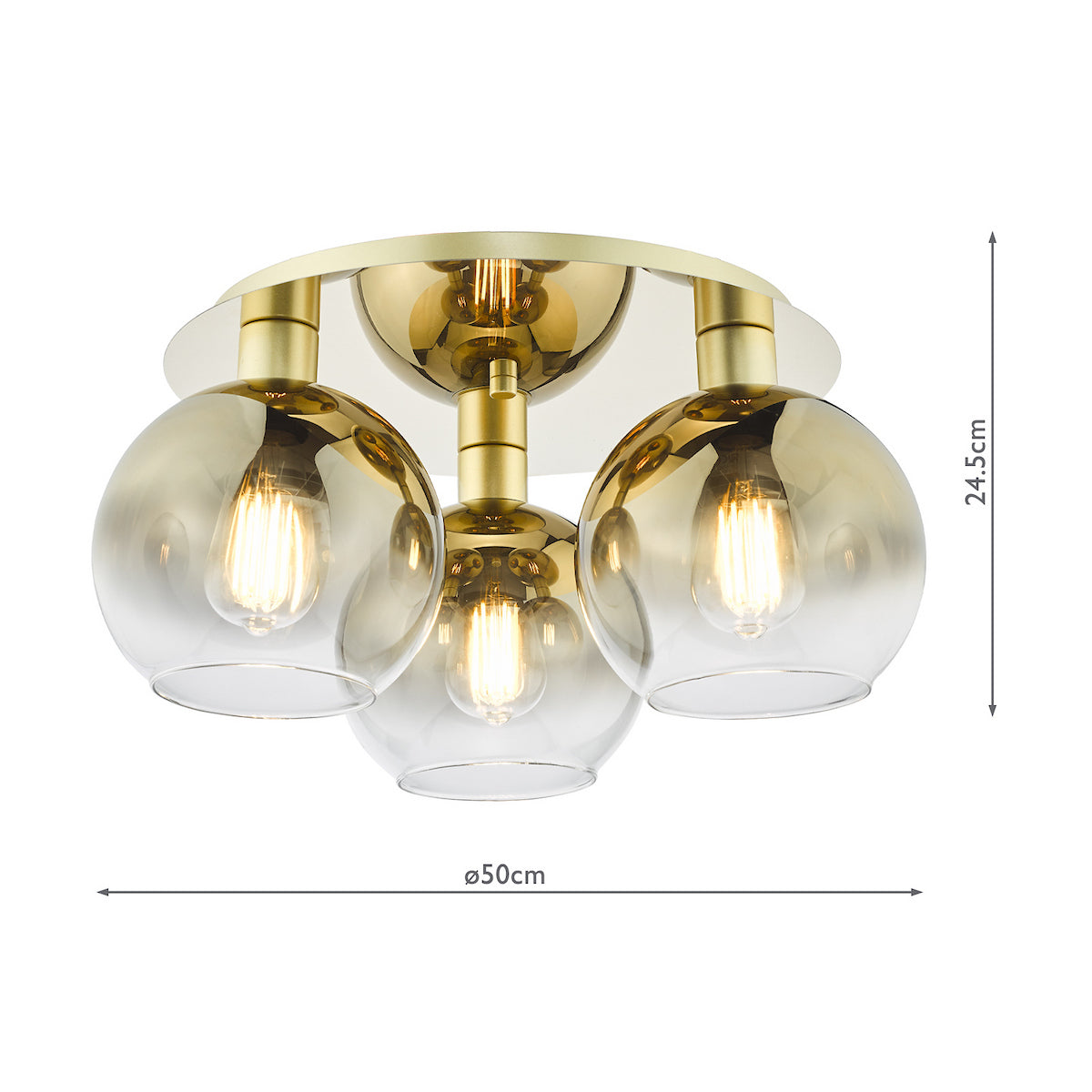 LYCIA 3LT FLUSH GOLD WITH MIRROR OMBRE GLASS