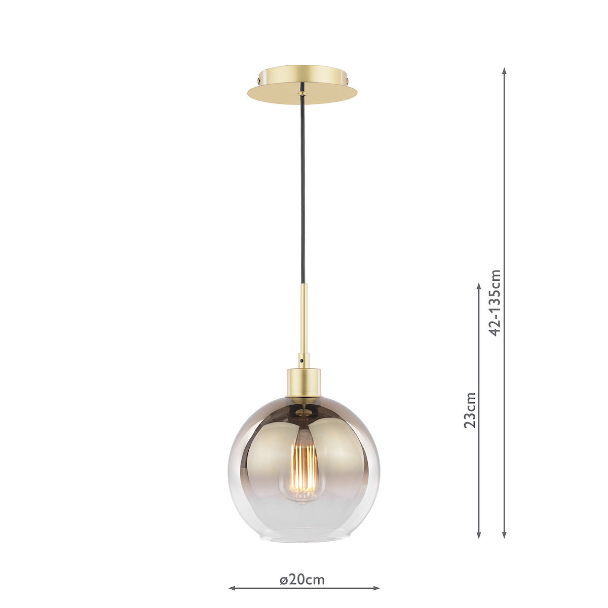 LYCIA 1LT PENDANT GOLD MIRROR OMBRE GLASS