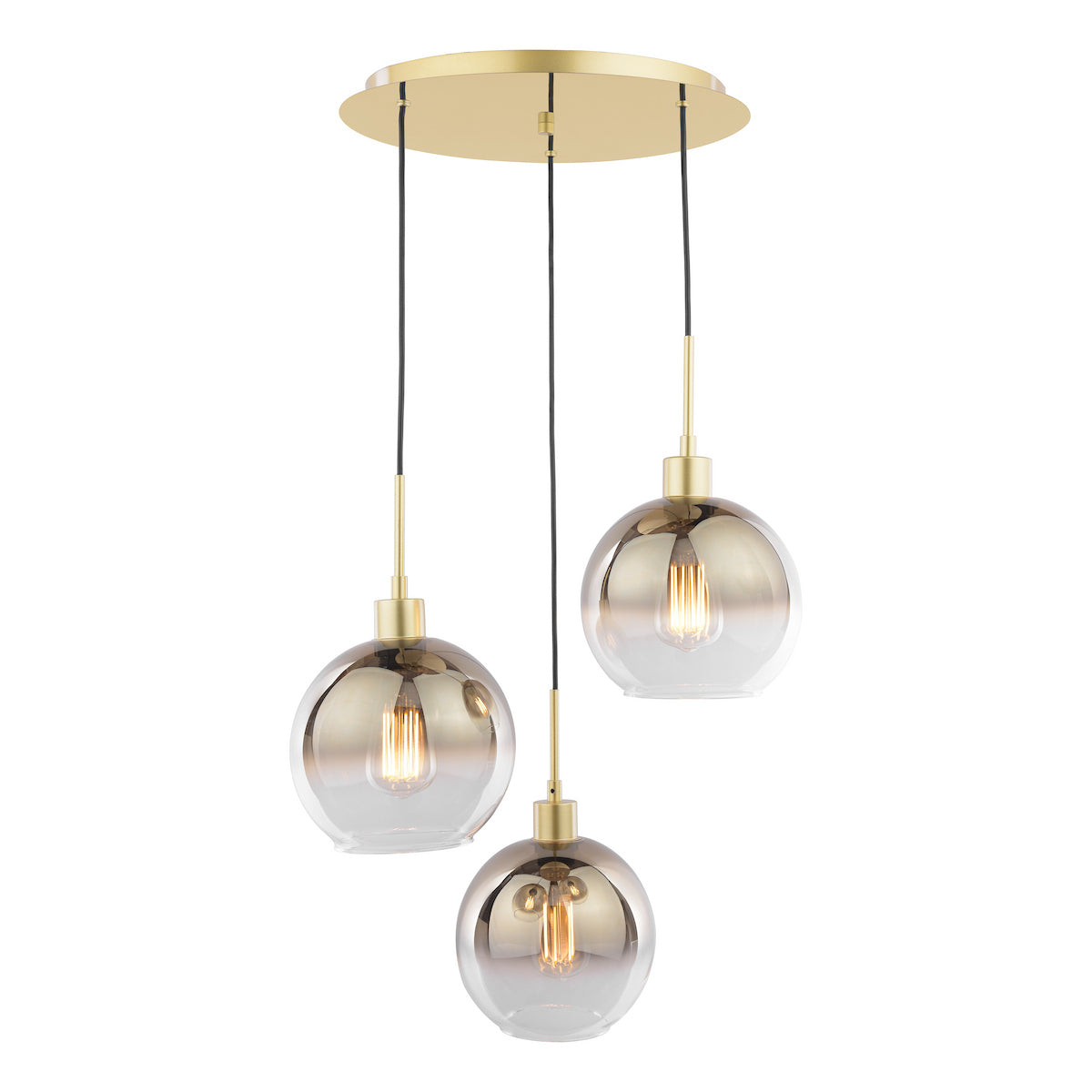 LYCIA 3LT CLUSTER PENDANT GOLD MIRROR OMBRE GLASS