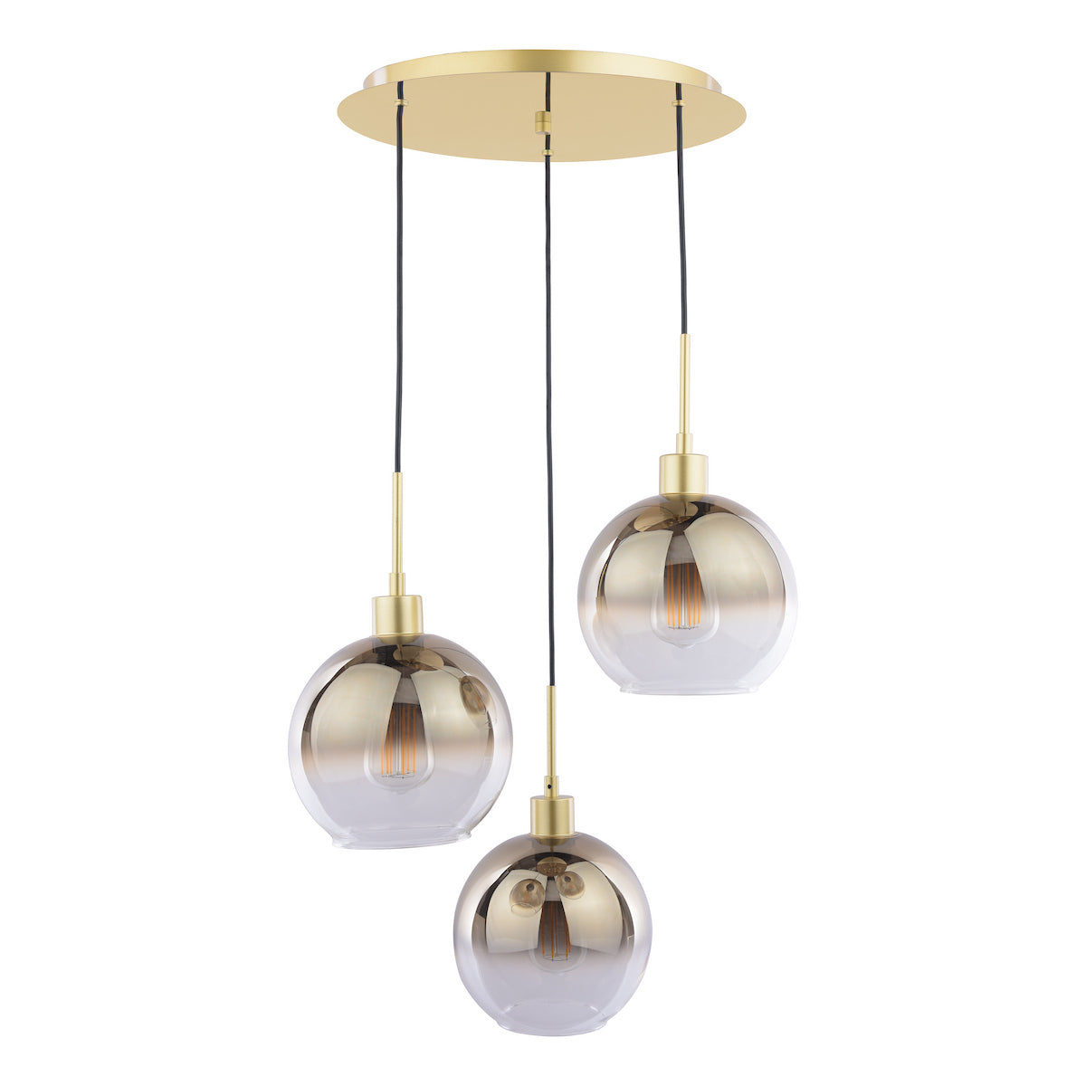 LYCIA 3LT CLUSTER PENDANT GOLD MIRROR OMBRE GLASS