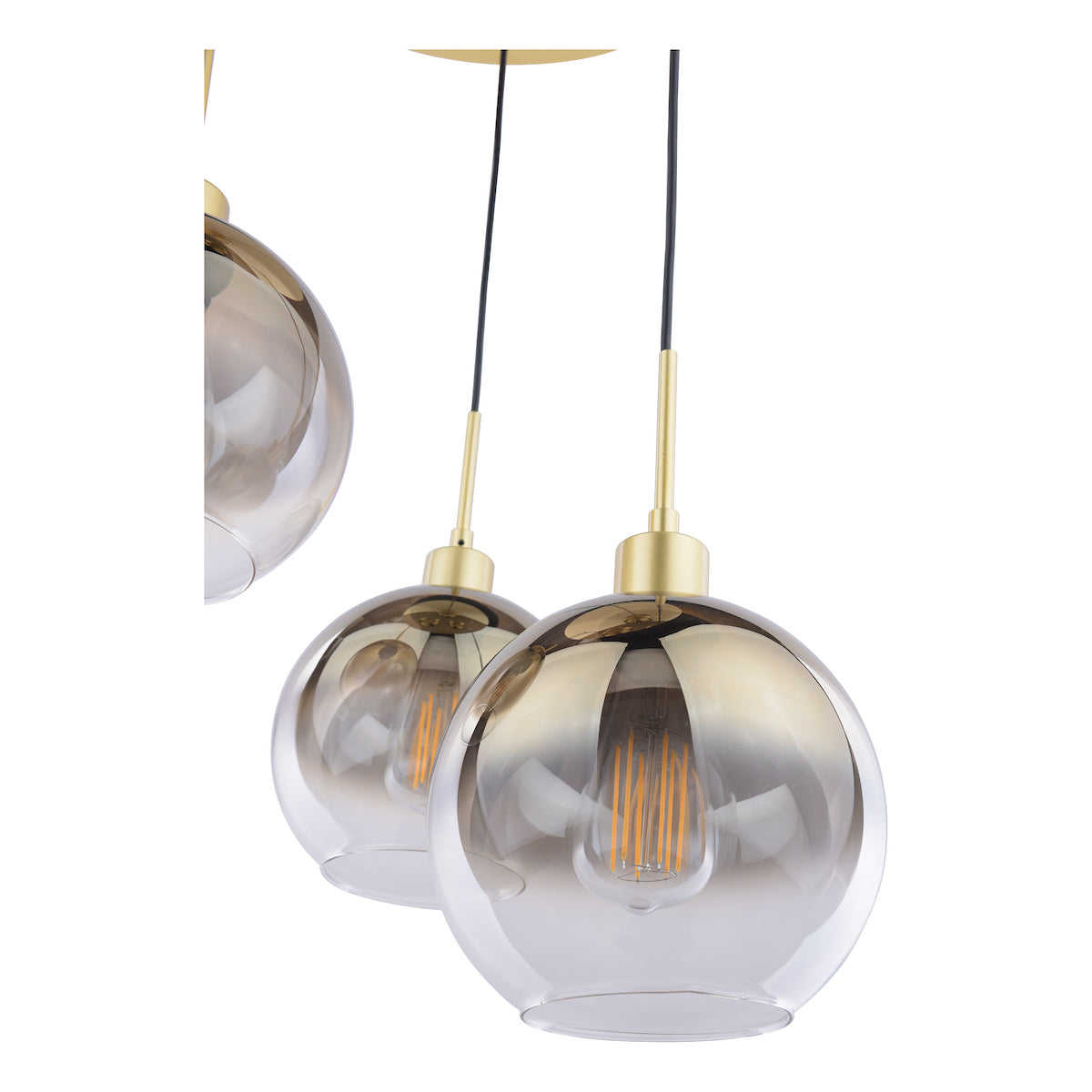 LYCIA 3LT CLUSTER PENDANT GOLD MIRROR OMBRE GLASS