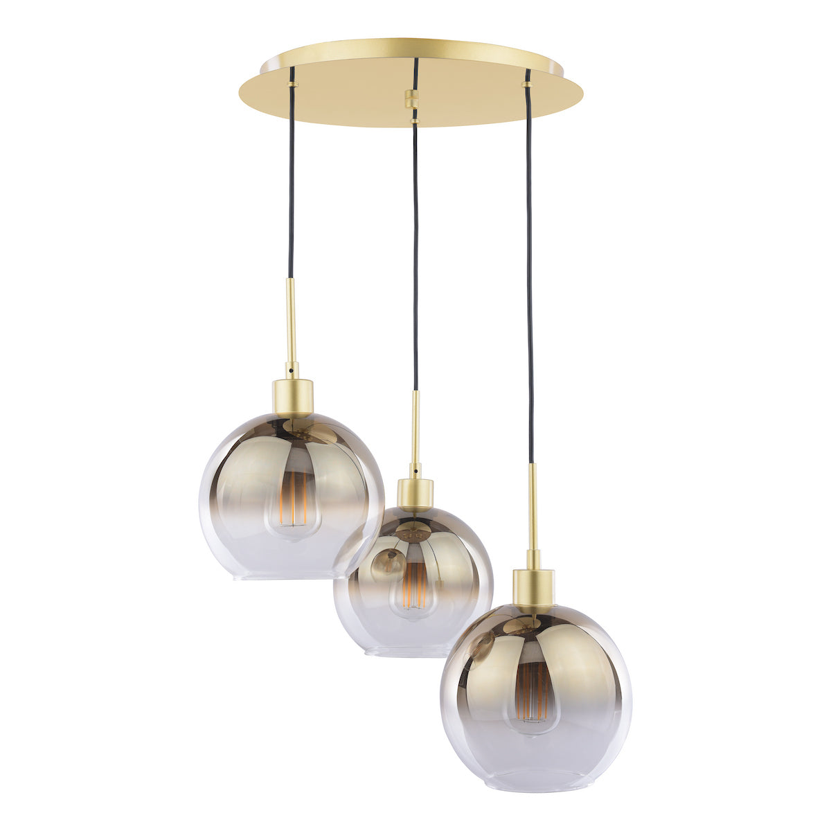 LYCIA 3LT CLUSTER PENDANT GOLD MIRROR OMBRE GLASS