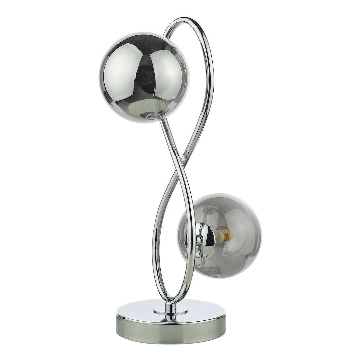 LYSANDRA 2LT TABLE LAMP POL CHR CW SMOKED GLASS