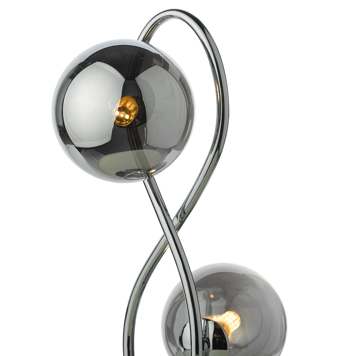 LYSANDRA 2LT TABLE LAMP POL CHR CW SMOKED GLASS