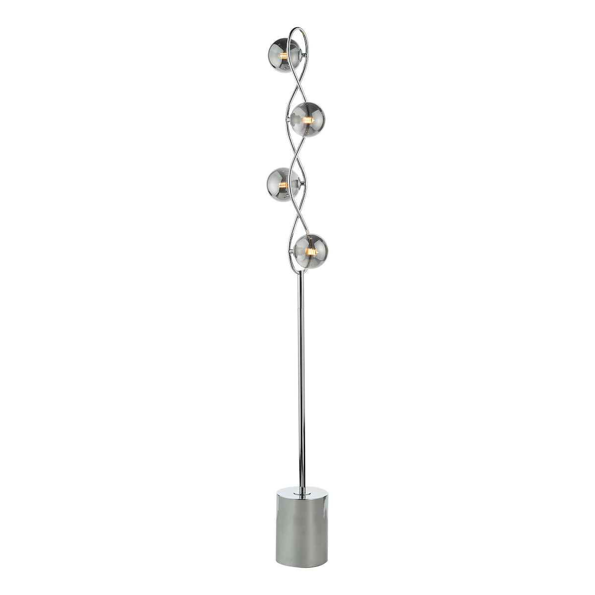 LYSANDRA 4LT FLOOR LAMP POL CHR CW SMOKED GLS