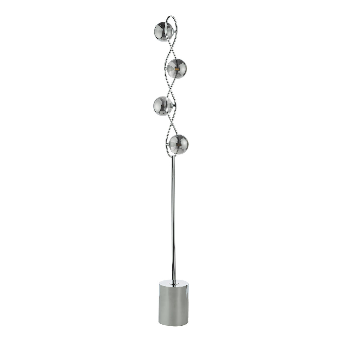 LYSANDRA 4LT FLOOR LAMP POL CHR CW SMOKED GLS