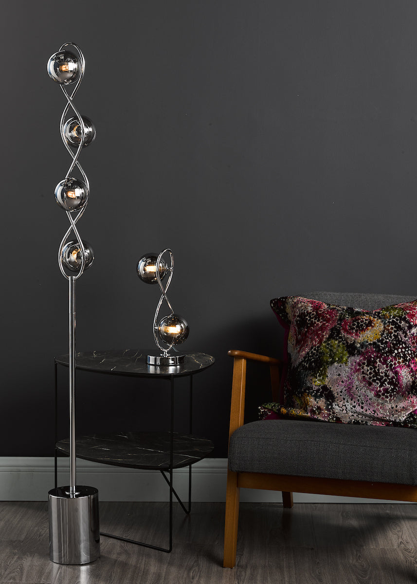 LYSANDRA 4LT FLOOR LAMP POL CHR CW SMOKED GLS