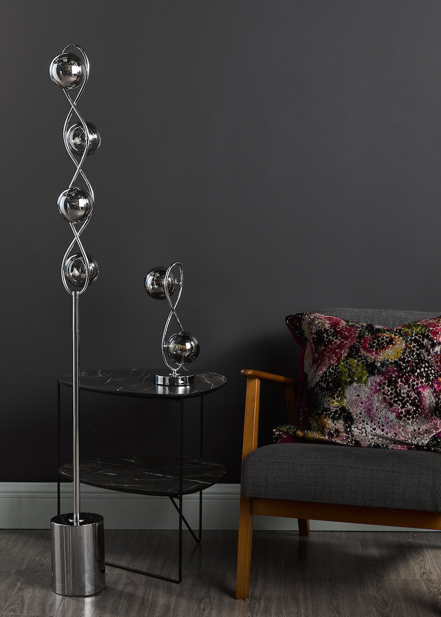 LYSANDRA 4LT FLOOR LAMP POL CHR CW SMOKED GLS