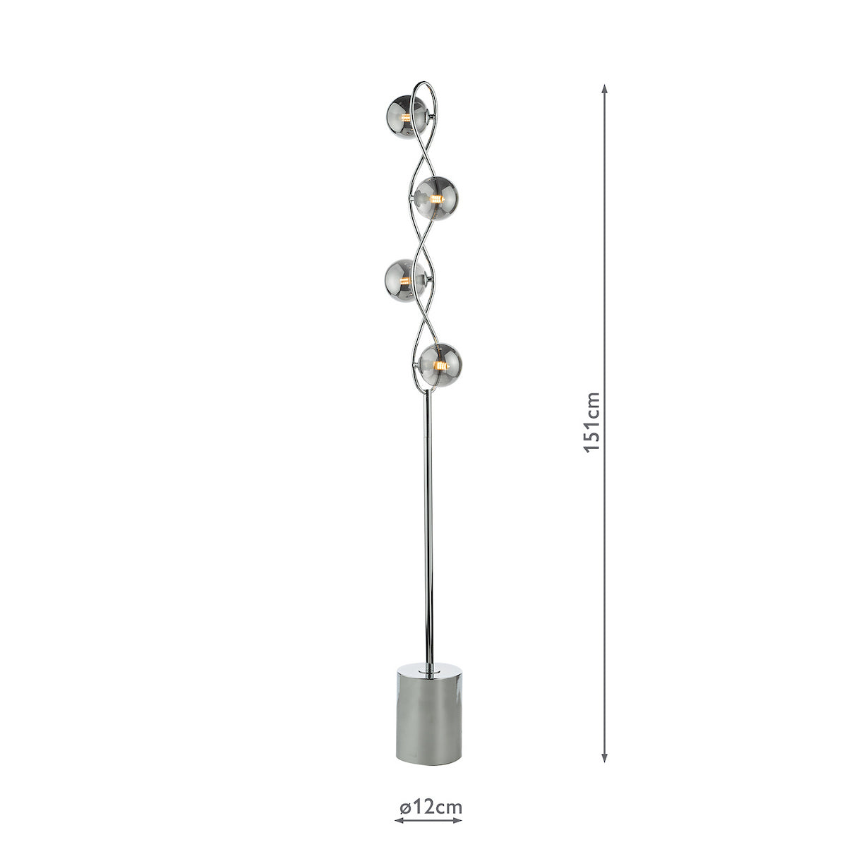 LYSANDRA 4LT FLOOR LAMP POL CHR CW SMOKED GLS