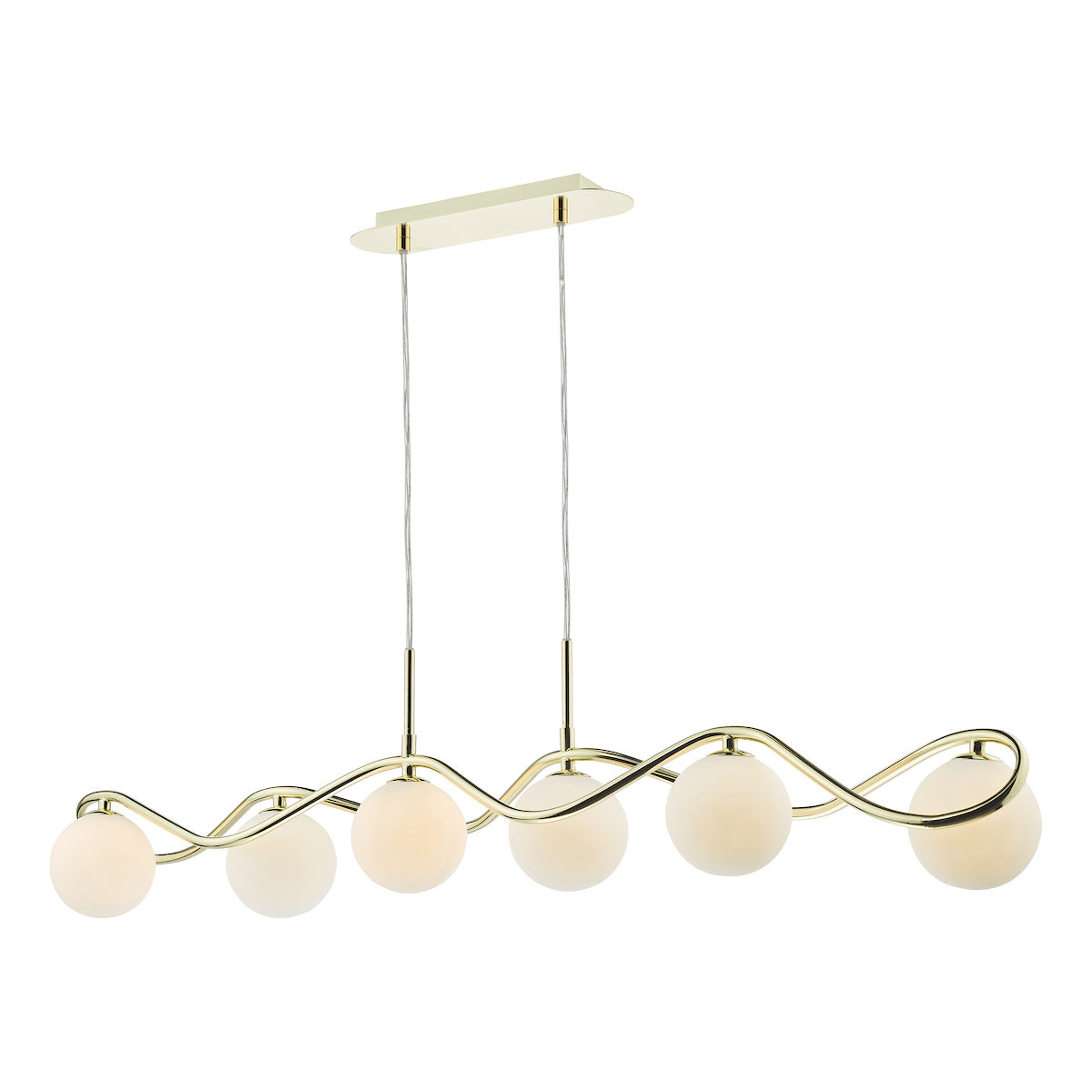 LYSANDRA 6LT BAR PENDANT POL GOLD CW OPAL GLS