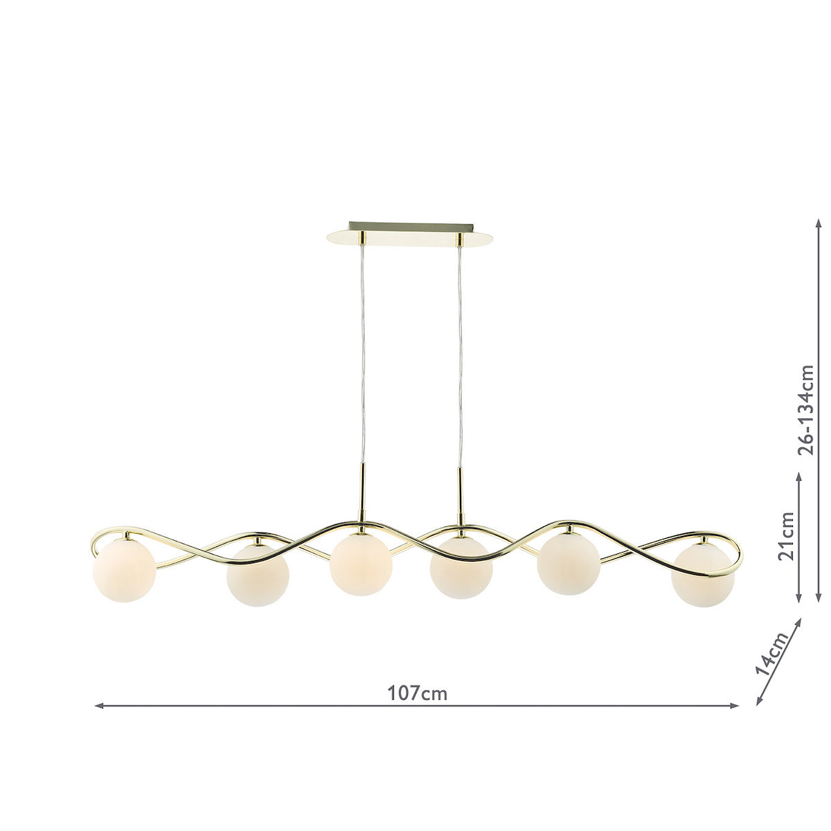 LYSANDRA 6LT BAR PENDANT POL GOLD CW OPAL GLS