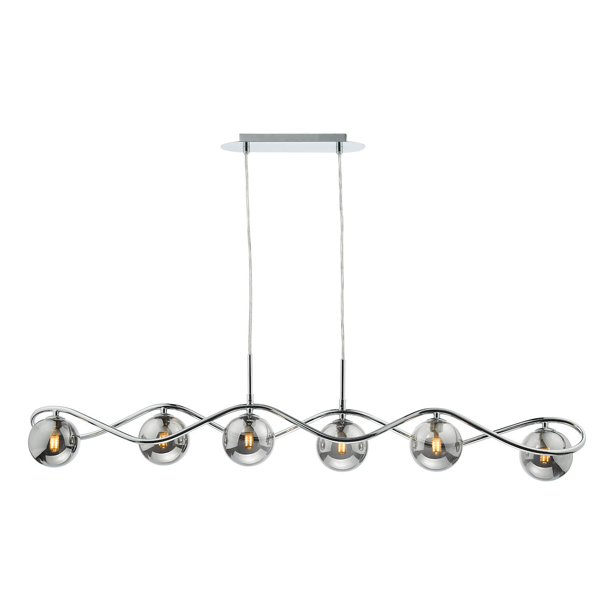 LYSANDRA 6LT BAR PENDANT POL CHR CW SMOKED GLS