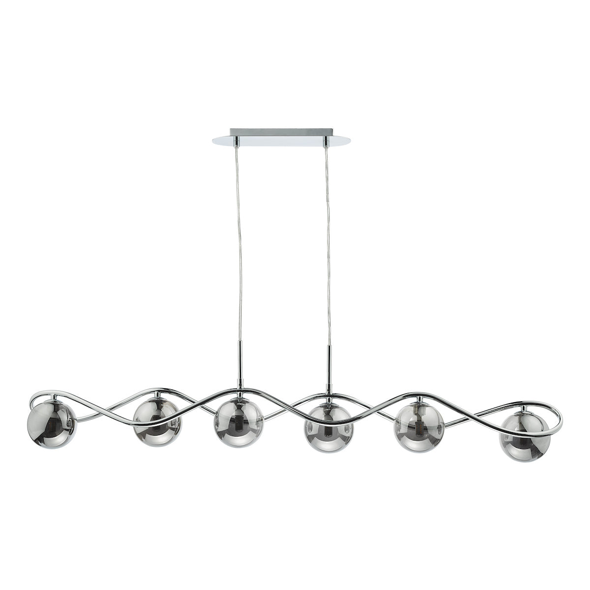 LYSANDRA 6LT BAR PENDANT POL CHR CW SMOKED GLS