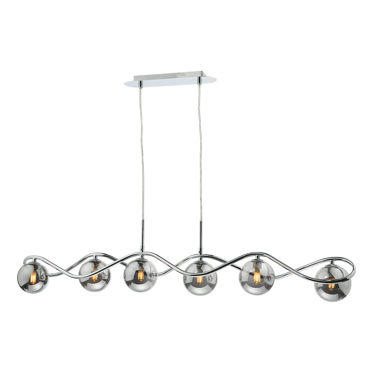 LYSANDRA 6LT BAR PENDANT POL CHR CW SMOKED GLS