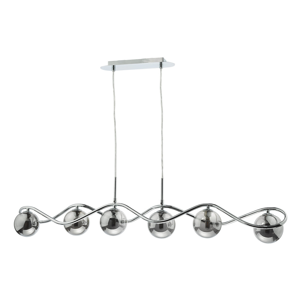 LYSANDRA 6LT BAR PENDANT POL CHR CW SMOKED GLS