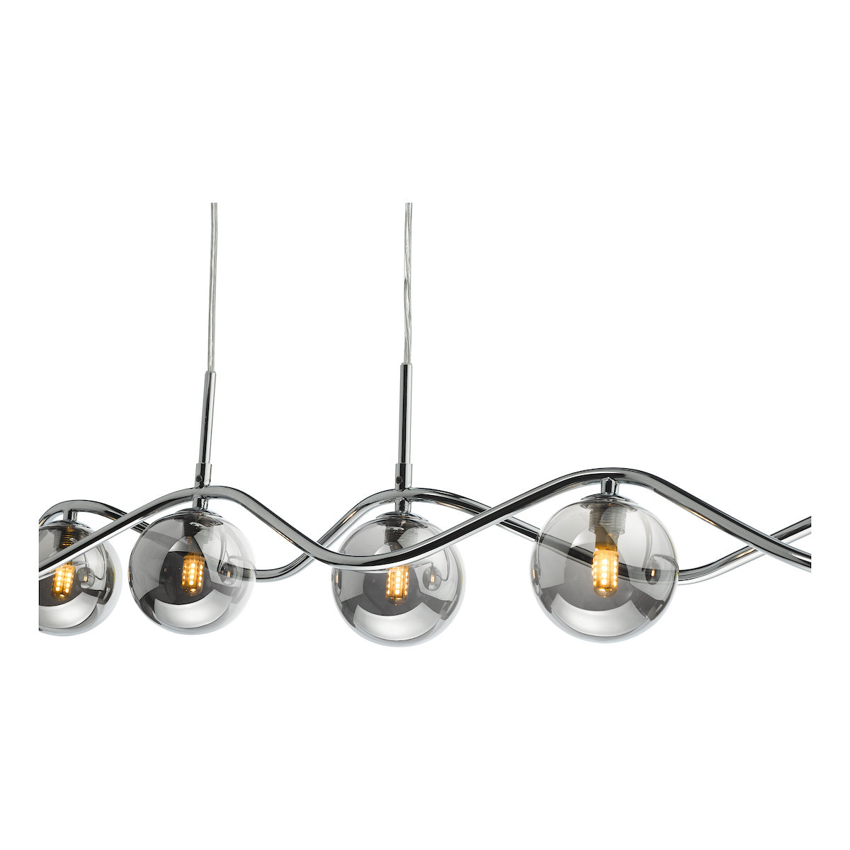 LYSANDRA 6LT BAR PENDANT POL CHR CW SMOKED GLS