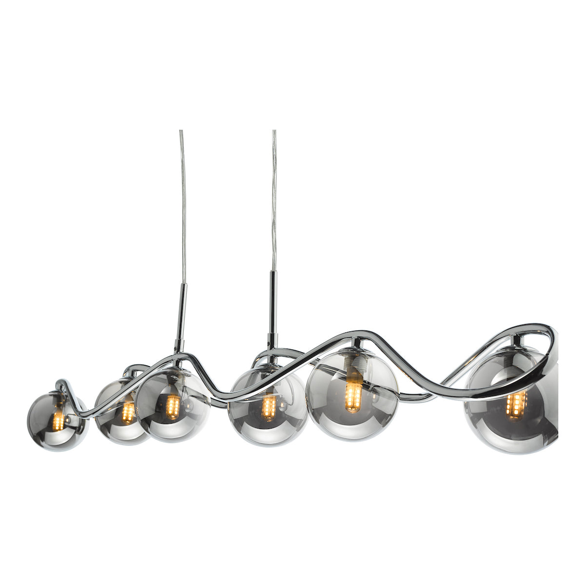 LYSANDRA 6LT BAR PENDANT POL CHR CW SMOKED GLS