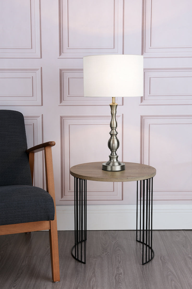 MADRID TABLE LAMP SATIN CHROME CW SHADE