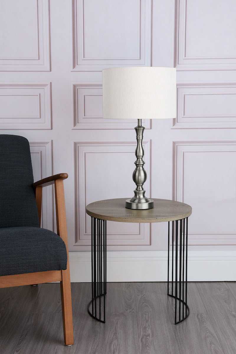 MADRID TABLE LAMP SATIN CHROME CW SHADE
