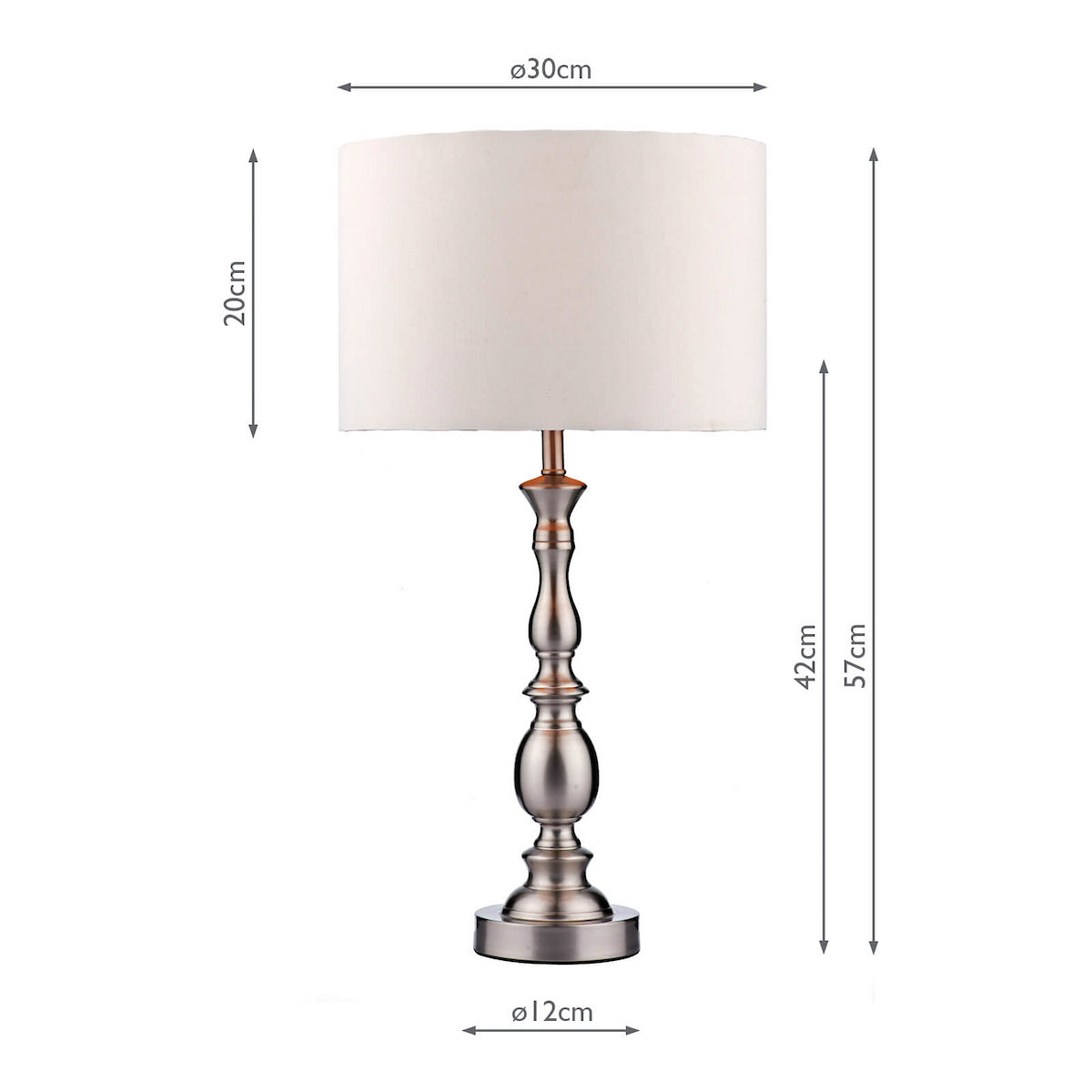 MADRID TABLE LAMP SATIN CHROME CW SHADE