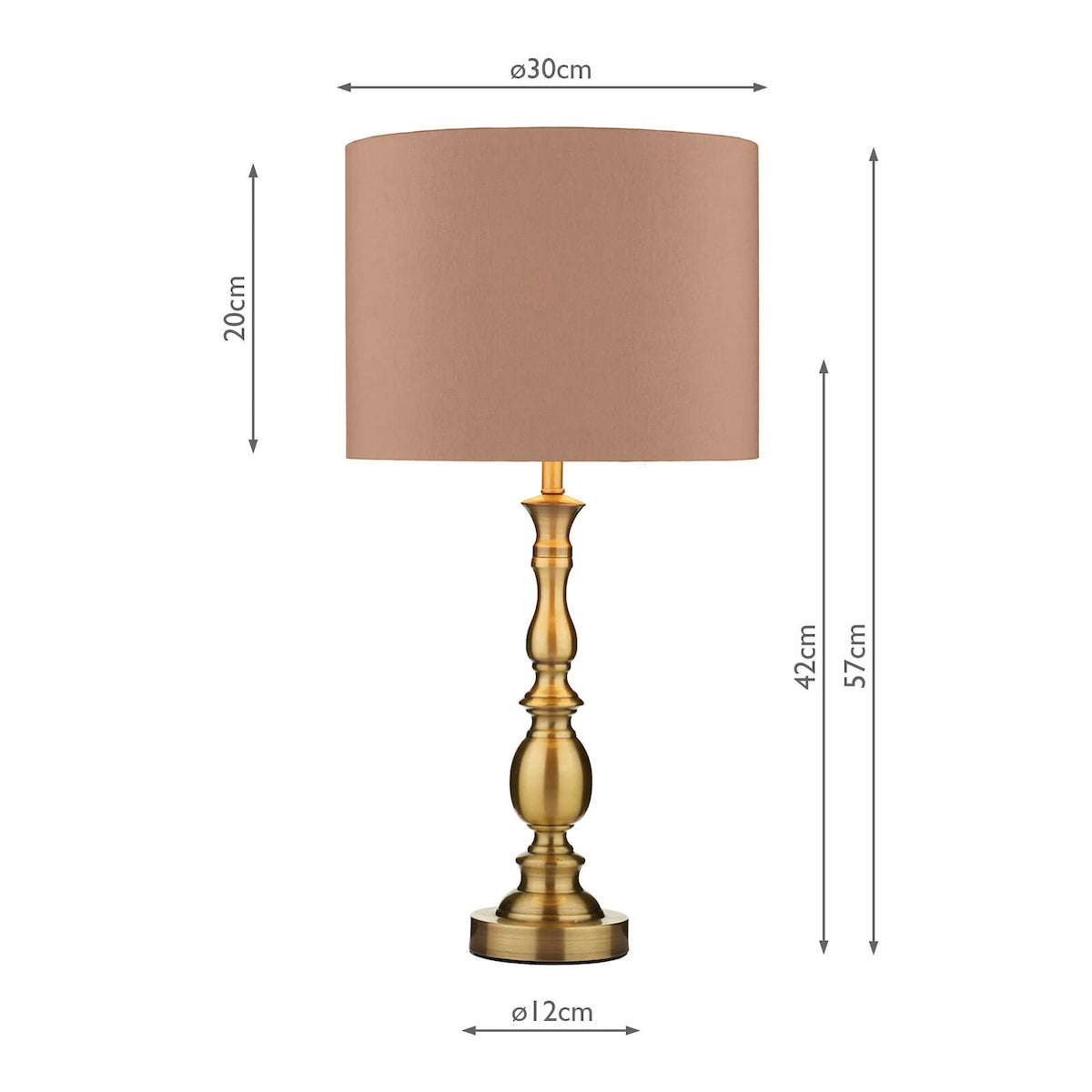 MADRID TABLE LAMP CW SHADE ANTIQUE BRASS