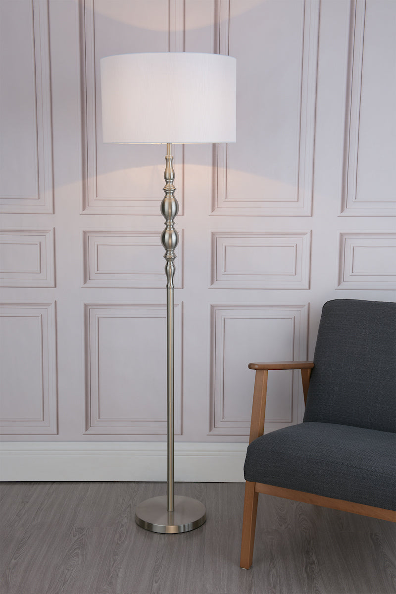 MADRID FLOOR LAMP SATIN CHROME CW SHADE