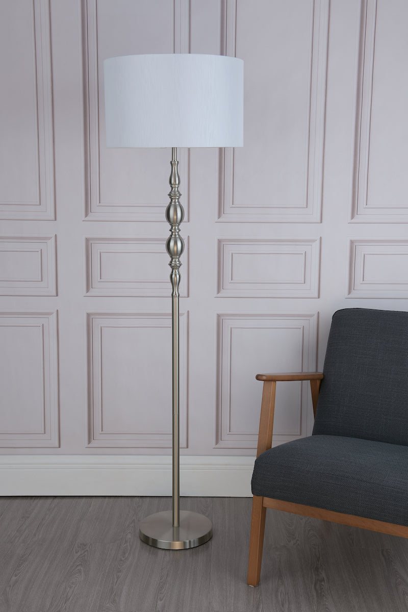 MADRID FLOOR LAMP SATIN CHROME CW SHADE