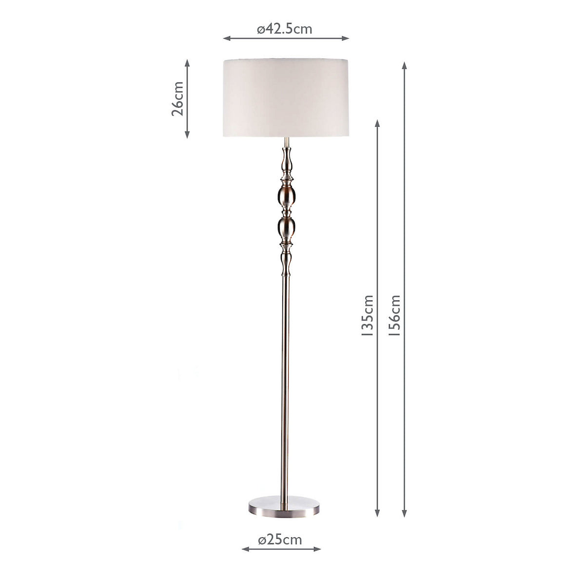 MADRID FLOOR LAMP SATIN CHROME CW SHADE