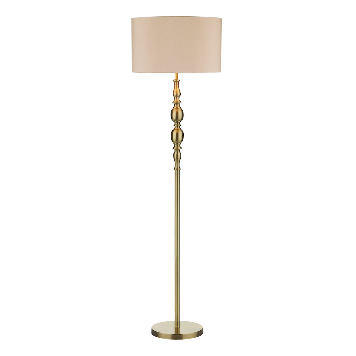 MADRID FLOOR LAMP CW SHADE ANTIQUE BRASS