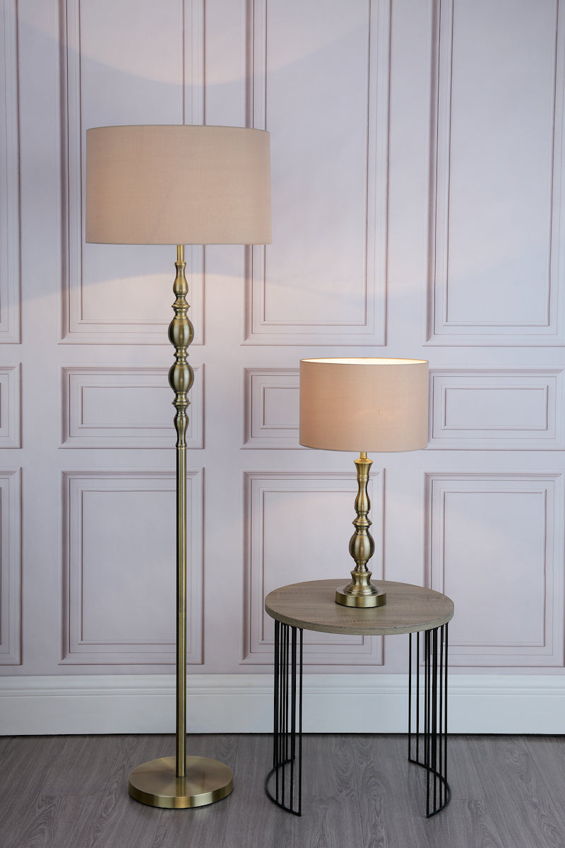 MADRID FLOOR LAMP CW SHADE ANTIQUE BRASS
