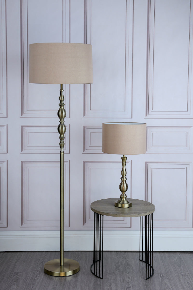 MADRID FLOOR LAMP CW SHADE ANTIQUE BRASS