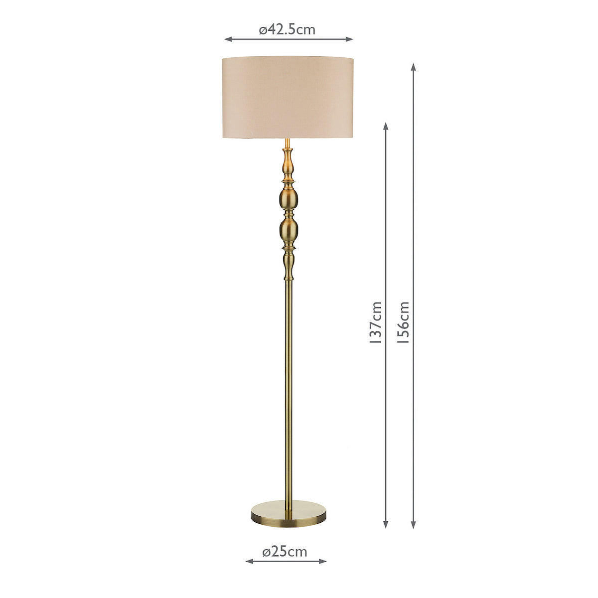 MADRID FLOOR LAMP CW SHADE ANTIQUE BRASS