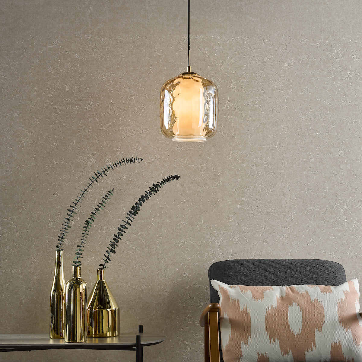 MAJELLA 1LT PENDANT AGED BRASS WITH CHAMPAGNE GLS