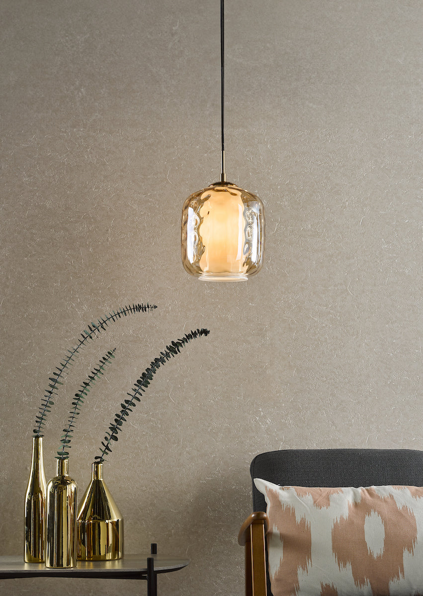 MAJELLA 1LT PENDANT AGED BRASS WITH CHAMPAGNE GLS