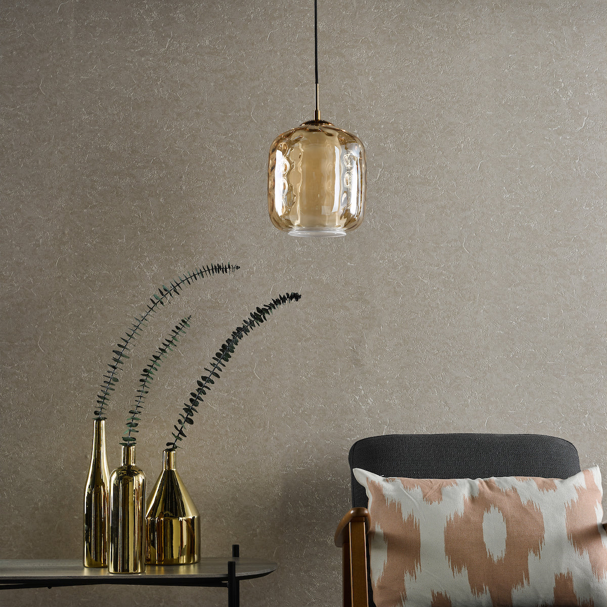 MAJELLA 1LT PENDANT AGED BRASS WITH CHAMPAGNE GLS