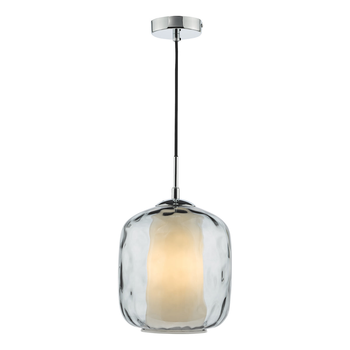 MAJELLA 1LT PENDANT POL CHR WITH SMOKED GLS