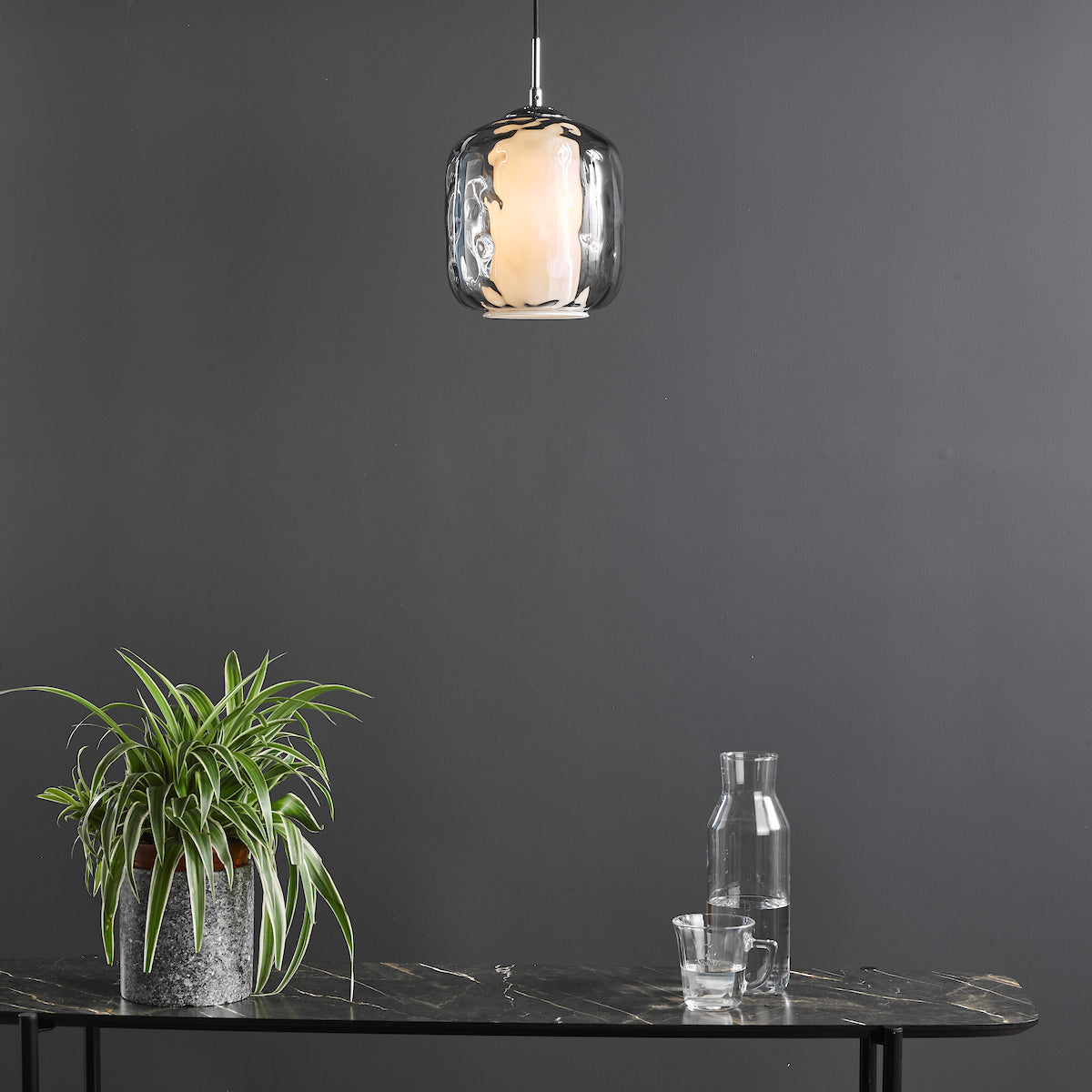 MAJELLA 1LT PENDANT POL CHR WITH SMOKED GLS