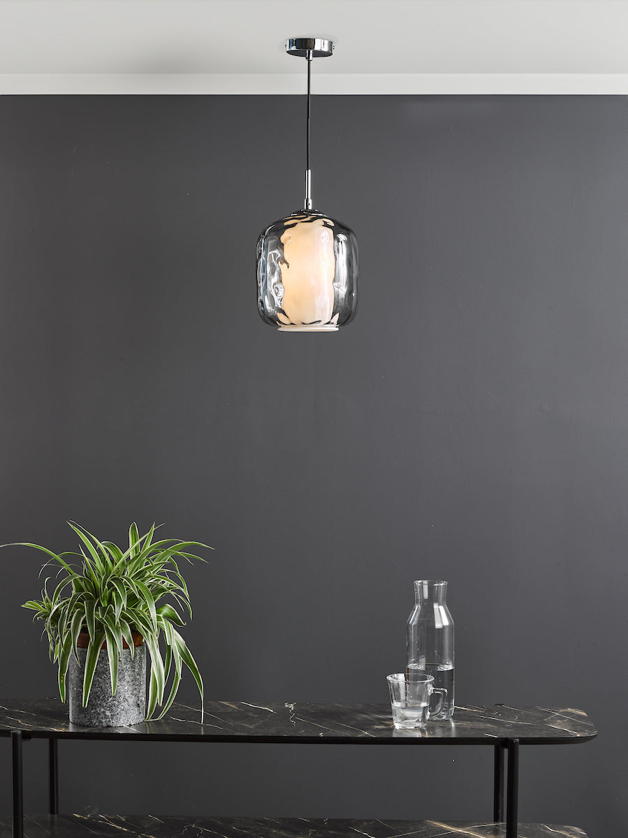 MAJELLA 1LT PENDANT POL CHR WITH SMOKED GLS